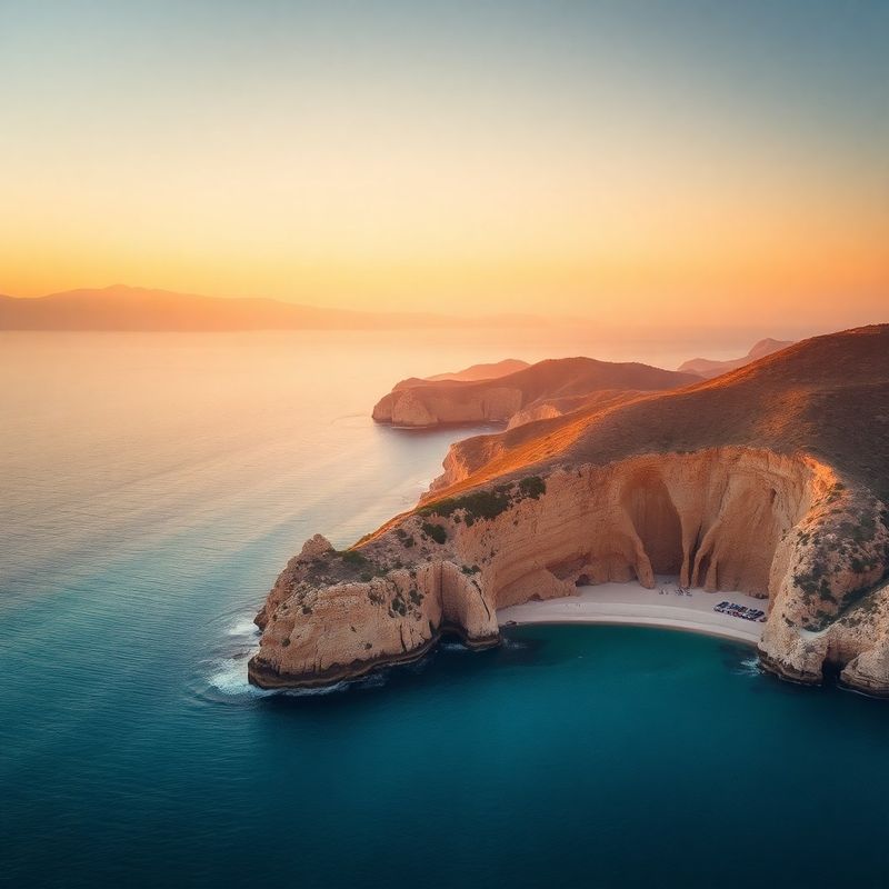 Aerial view of the Mallorcan coastline at golden hour